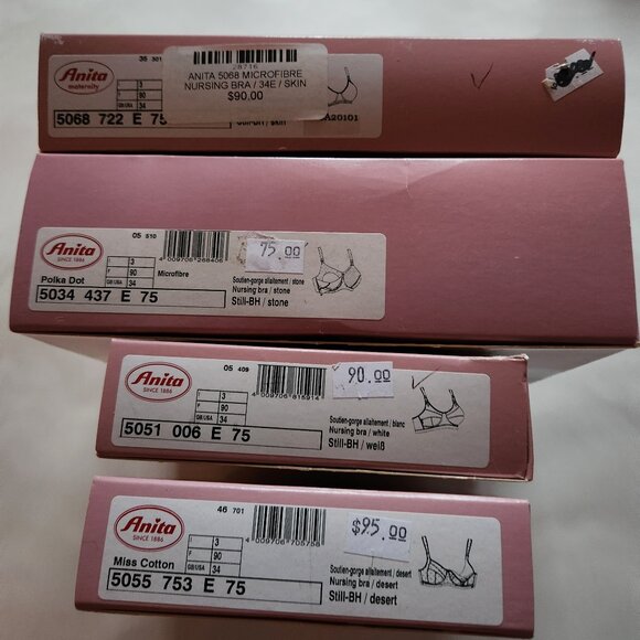 NWT Bundle of 4 Anita Nursing Bras – Size 34E – Styles 5051, 5055, 5034, 5068 - Picture 2 of 3